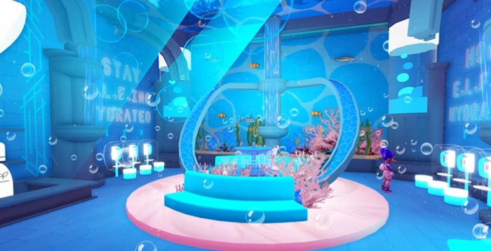 The e.l.f. UP! experience was built by metaverse developer Supersocial and features experiences inspired by e.l.f.’s hero products, including the Big Mood recording studio and karaoke bar, the Holy Hydration! underwater sea life charity and animal rescue, the Halo Glow crystal cave jewelry and art gallery, and the Power Grip extreme climbing gym and tech startup.