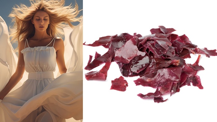 The technology's reconstructive biomolecules act on the hair cuticle to strengthen the hair, while Palmaria palmata's film-forming effects address split ends.