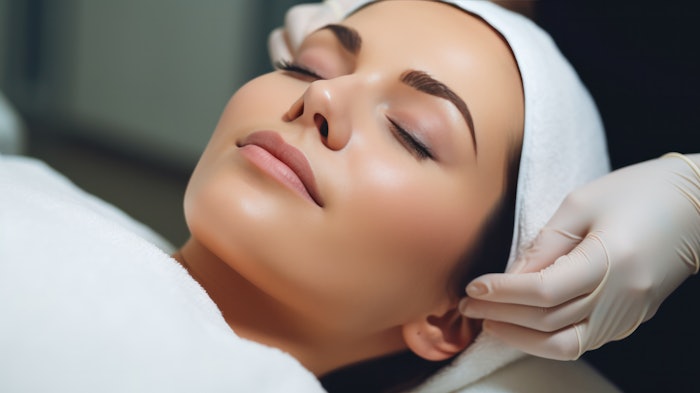 plastic surgery, beauty, Surgeon or beautician touching woman face, surgical procedure