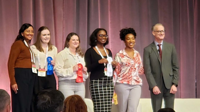 The third and final day of SCC77 kicked off with the awards breakfast, sponsored by Ashland; student poster award recipients included (shown here with moderators), first place: Abigail Poehls, Univ. of Cincinnati; second place: Casey Posner, University of Toledo; third place: Raihannah Saffee, University of Toledo; fourth place: Destiny Durante, University of Illinois Chicago