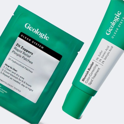 Geologie's Blemish Buster Kit ($14.99) pairs the brand's Blemish Buster Spot Treatment (featuring sulfur, azelaic acid and salicylic acid) and hydrocolloid Zit Zapper Pimple Patches.