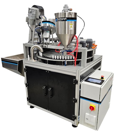 ProSys has launched its range of LB semi-automatic hot melt filling lines for lip balms. The filler models include a semi-automatic hot melt filling line to fill, cool and cap lip balm sticks at a machine cycle rate of up to 30 (LB30; pictured) or 60 (LB60) parts per minute.