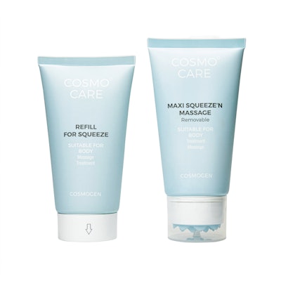 Maxi Squeeze’n Massage design includes an option for refills.