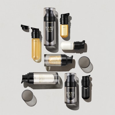 Berlin Packaging | Premi Industries' Double Glass Refill & Go refillable glass collection for makeup and skin care is available in 15 ml and 30 ml sizes.