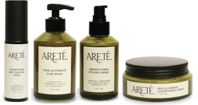 Areté dry texture spray, hair wash, styling creme and conditioning creme