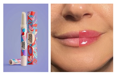 Lip oils recently experienced a nearly 28% year-over-year jump in searches; pictured: Bloss+ by JamieMakeup, a plumping gloss.