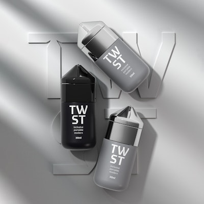 HCP's Twist Tottle for liquid makeup and skin care can be made from PCR. The design facilitates one-handed dispensing, per the company.