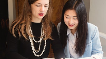 Author Ada Polla at left in 2015 with an intern. Polla writes, 'Our industry thrives on newness—we overemphasize new and underemphasize core.'