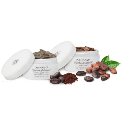 Pevonia Chocolate Indulgence Foaming Salt Scrub and Moisturizer