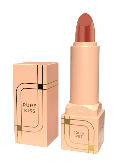 Albéa Cosmetics & Fragrance’s Pure Kiss lipstick pack cuts the environmental impact of lip products with a monomaterial PET design that is readily recyclable.