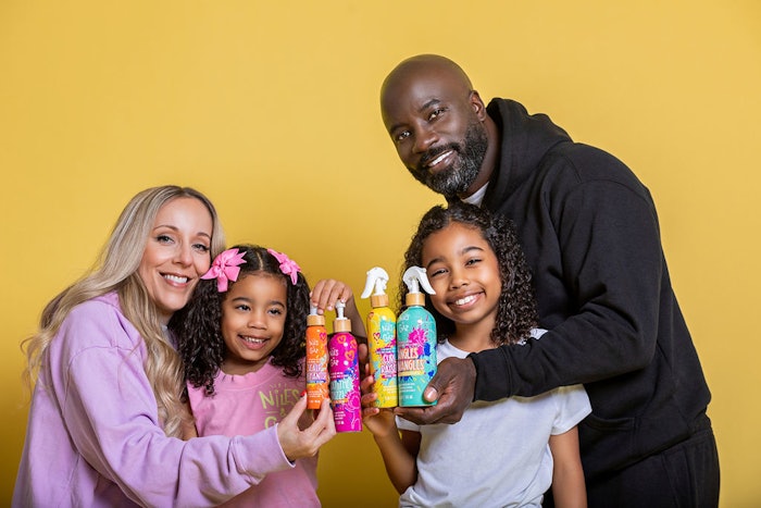 Parents actor Mike Colter (at right) and former entertainment executive Iva Colter (at left) named their new inclusive kids hair care brand after their daughters.