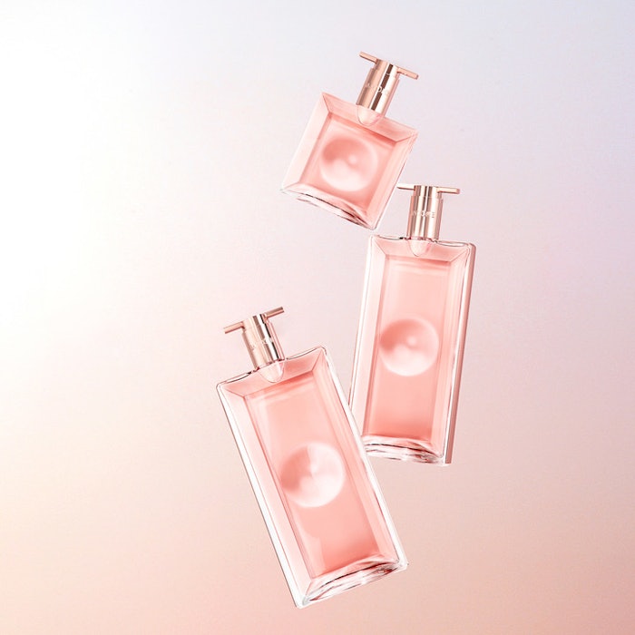 The top sub-assembly features a Lancôme-aligned rose gold metal finish created with a bespoke anodizing process.