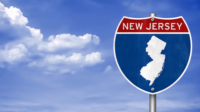 blue sky welcome to NJ highway sign