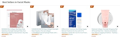 Top facial mask sellers on Amazon as of September 2024.