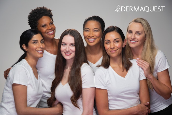 Group of women and Dermaquest logo