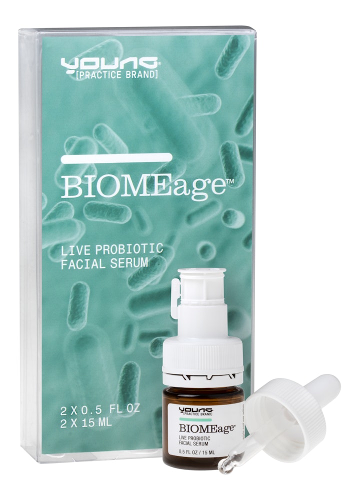 The first product to enter the market out of the Young Pharmaceuticals and LAC2βiome skin care line is the BiomeAge, a combination of hyaluronic acid with live Lactobacillia packaged in a patented mixing ampoule.