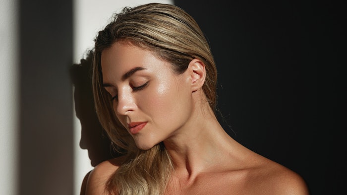 Beautiful Young Woman Healthy Skin And Hair In Sunlight