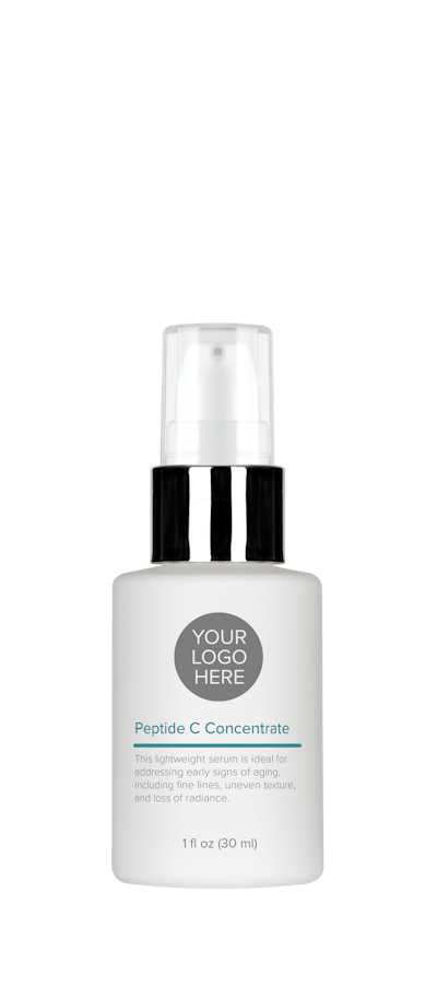 The Peptide C Concentrate clinical-grade serum contains tetrahexyldecyl ascorbate, ferulic acid, glutathione and hyaluronic acid, designed to hydrate, fight oxidative stress and support collagen productio