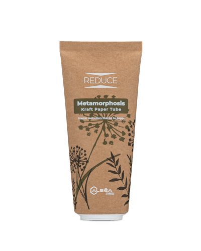 Albea's Metamorphosis kraft-paper-based web tube can feature as much as 50% paper content in the tube and cap.
