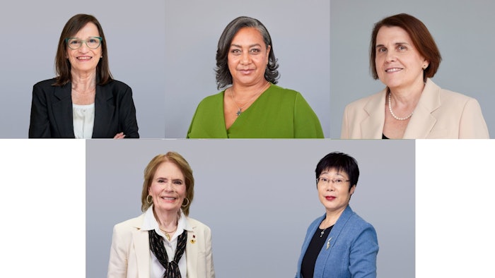 Clockwise, from upper left: Prof. Maria Teresa Dova, Prof. Priscilla Baker, Prof. Claudia Felser, Prof. Barbara Finlayson-Pitts and Prof. Xiaoyun Wang