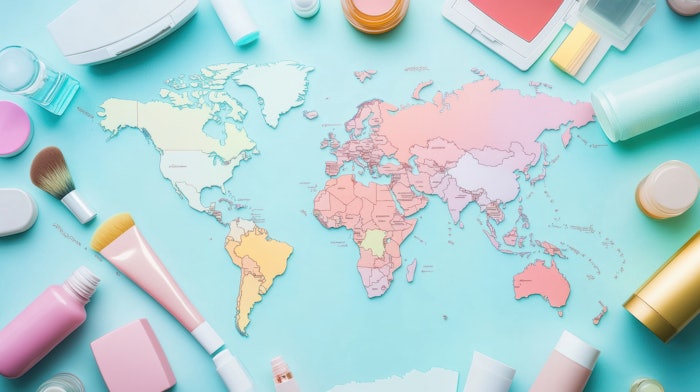 Lipstick Products Makeup Sprawled On Map Adobe Stock 997753164