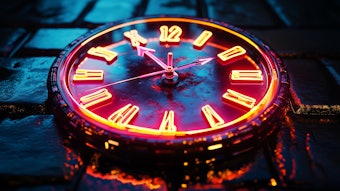 Neon Purple And Orange Clock Adobe Stock 1041335099
