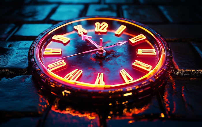 Neon Purple And Orange Clock Adobe Stock 1041335099