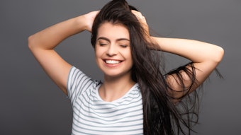 Brunette With Beautiful Hair Smiling Happy Adobe Stock 377134245