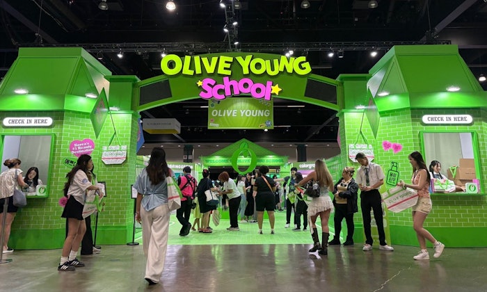 Olive Young is showcasing 66 brands, including its private labels—BioHeal, BOH, BringGreen and Colorgram—through interactive zones.