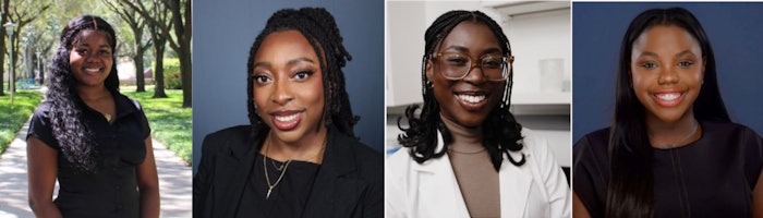 SCC Madam C.J. Walker Scholarship 2025 Honorees (from L): Chinaza Munonye, University of South Florida, and Lanesa Mahon, University of Cincinnati (winners); and Ajoa Jamila (AJ) Addae, University of California, Los Angeles, and Lauren Forney, Spelman College (finalists)