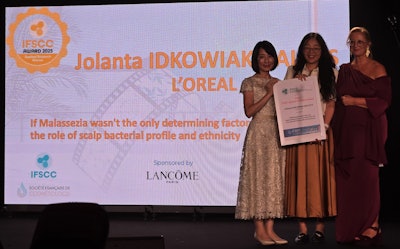 Jolanta Idkowiak-Baldys, of L'Oreal USA, received the Applied Research Award for a paper on the roles of the scalp bacterial profile and ethnicity as determining factors in dandruff.