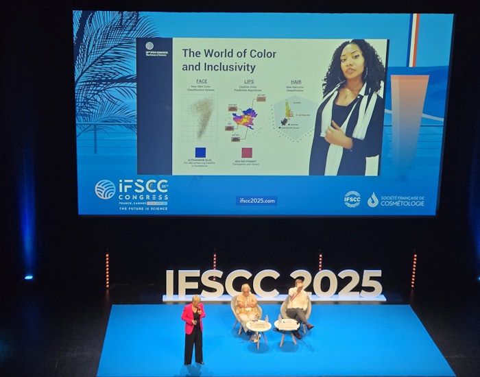 Anke Hadasch, Ph.D., global vice president of color science métier at L'Oréal R&I, France, revealed a holistic approach to color, connecting art, science and technology to create high-performing, desirable colors for all skin tones.