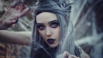 Goth Woman In Spider Web Creepy Halloween Concept Adobe Stock 201029454
