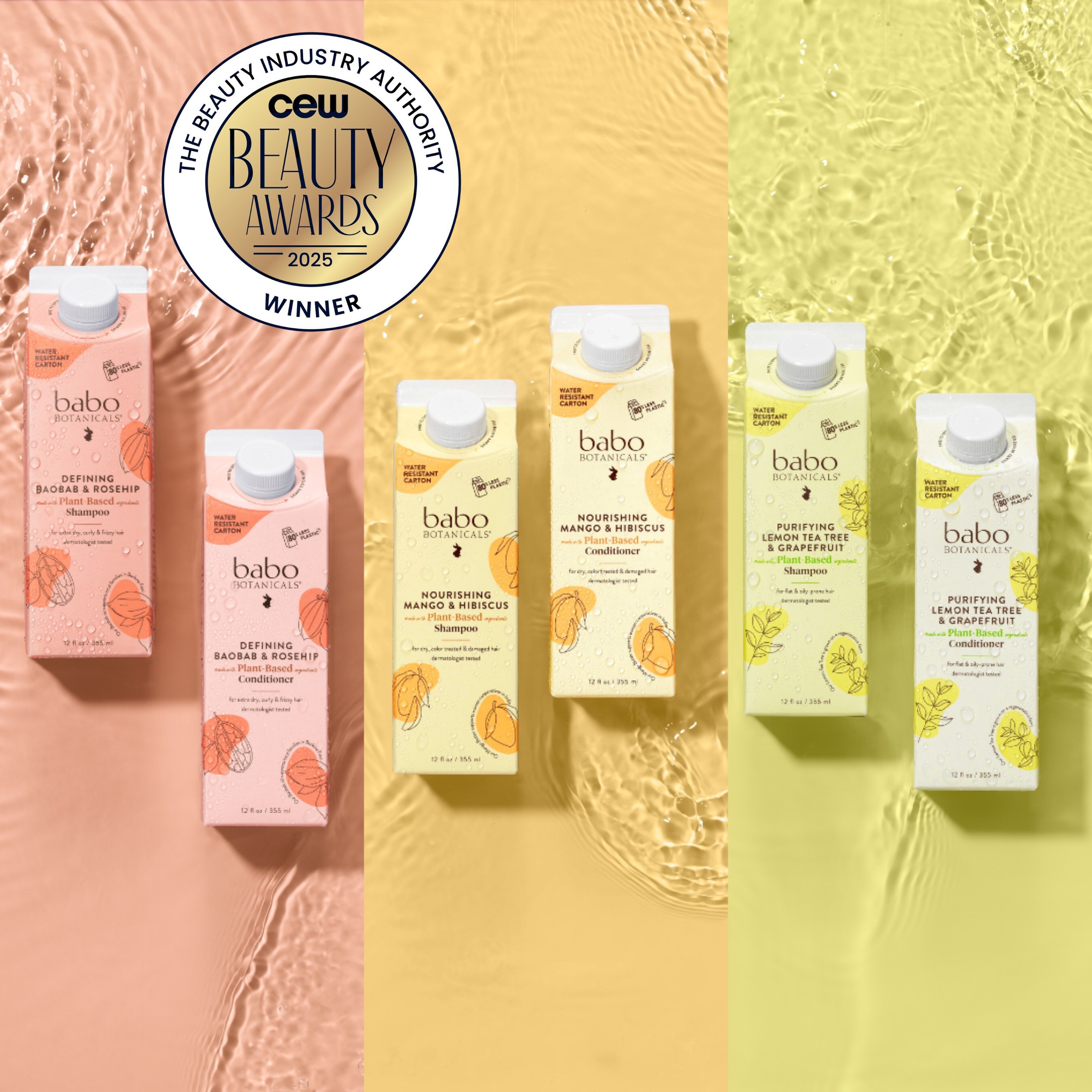 When developing the line, Babo Botanicals conducted a Lifecycle Analysis (LCA) on popular packaging materials. The Lifecycle Analysis evaluated full environmental impact, from raw material extraction to end of use, and determined paper cartons were the most environmentally friendly.