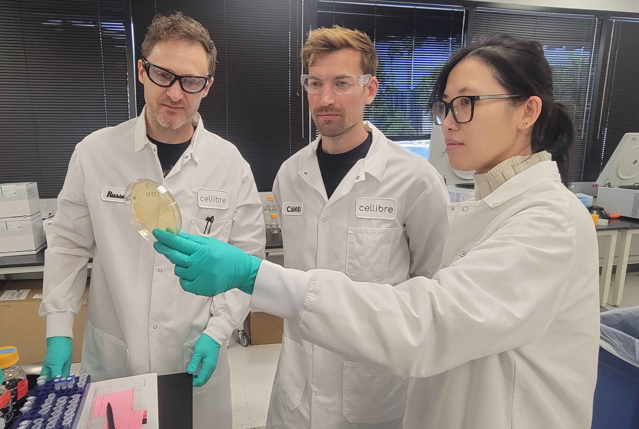 From L: Russell Komor, Ph.D., Caleb Walker, Ph.D., and Diep Nguyen, Ph.D., all of Cellibre; Copyright 2025 Cellibre, Inc. All rights reserved.