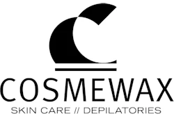 Cosmewax logo: Black and white skin care and depilation brand mark