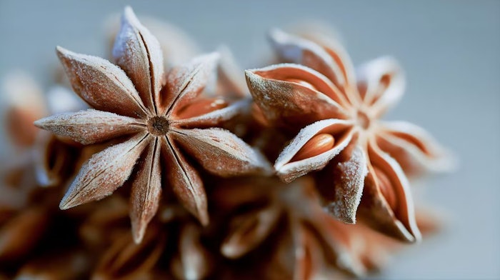 Star anise contains a sweet-spicy profile with notes of licorice, clove and cinnamon.