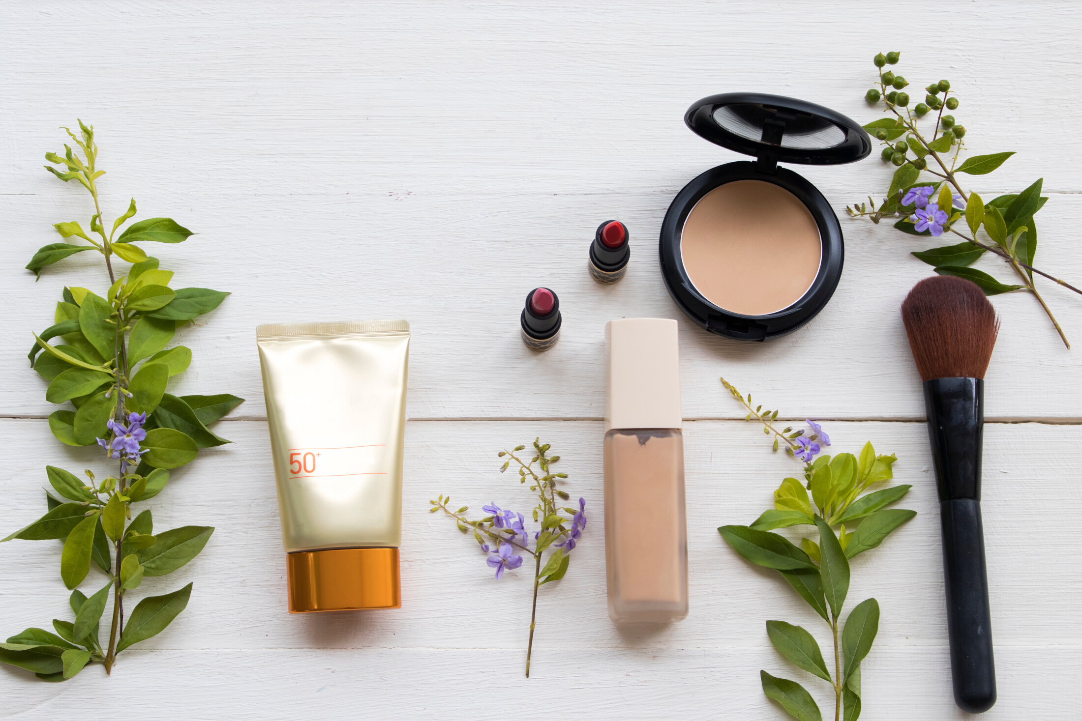 Cosmetic Prosucts On Wooden Surface Sustainability Concept Adobe Stock 373450710