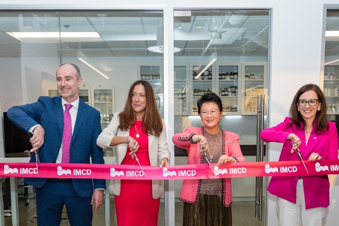 IMCD opens new Beauty & Personal Care laboratory in Brea, California. Left to right: Ian Lawrence, director, IMCD Beauty & Personal Care, Americas; Danielle Wheeler, technical director, Americas; Tua Rubiano, technical manager, IMCD Beauty and Personal Care, US; Cindy Zhang, senior application chemist, IMCD Beauty and Personal Care, US.