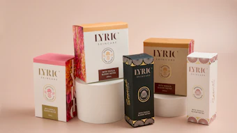 Printed and converted samples created with Neenah Folding Board, showing how the palette can be used for versioning of a beauty brand.