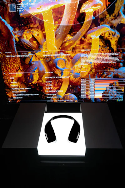 Delivery is handled through smart diffuser technology integrated into the exhibition environment.