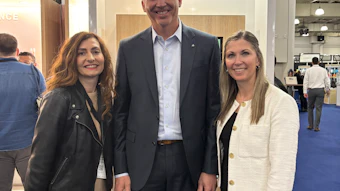 From left: Maria Bertorelli, SVP of marketing and communications at Clarins; Ryan Kenny president, Aptar Beauty, North America; and Erin Harmon, marketing director, Aptar Beauty, North America.