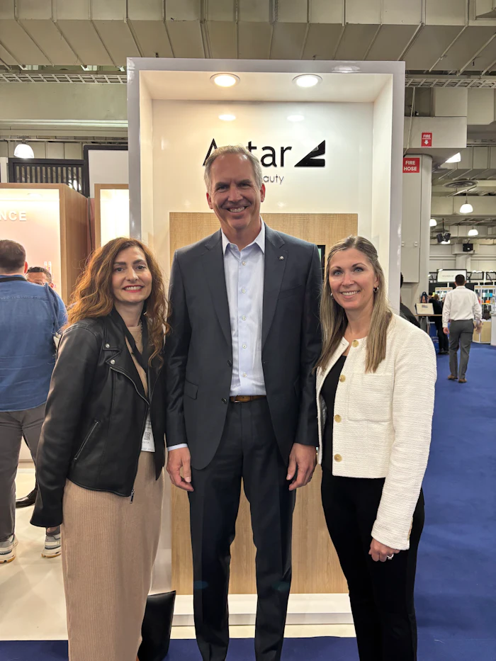 From left: Maria Bertorelli, SVP of marketing and communications at Clarins; Ryan Kenny president, Aptar Beauty, North America; and Erin Harmon, marketing director, Aptar Beauty, North America.