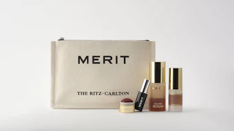 Merit is making its debut in luxury hospitality through an exclusive collaboration with The Ritz-Carlton—the beauty brand's first hospitality partnership and the hotel group's first beauty collaboration.