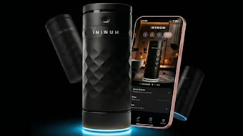 ININUM smart device with smartphone app interface displaying product controls and settings